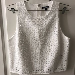 Express Eyelet White Crop Top